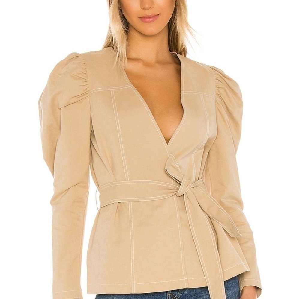 Tularosa Women’s Delano Belted Jacket Beige Size S Wrap Top Lightweight